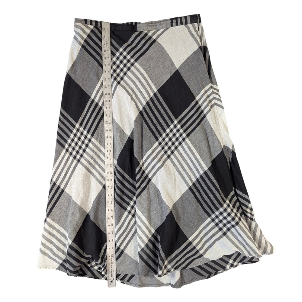 Coldwater Creek Womens XL Plaid Midi Skirt Black White Cotton A-Line‎ Lined K872 - Picture 3 of 7